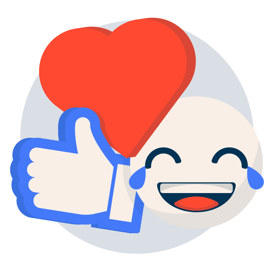 Vektor illustration af hjerte, tommel op og grine emoji
